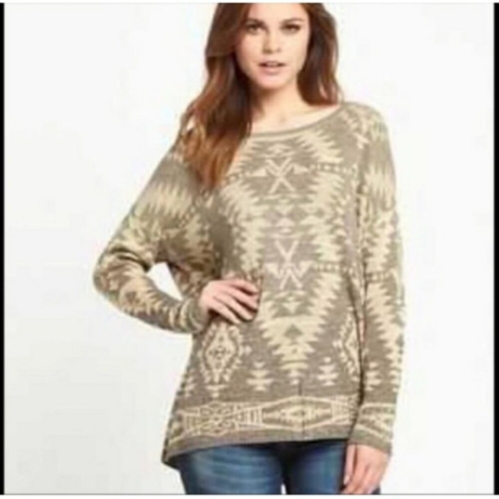 Denim & Supply Ralph Lauren Aztec Cotton Pull on Crewneck Sweater Sz S